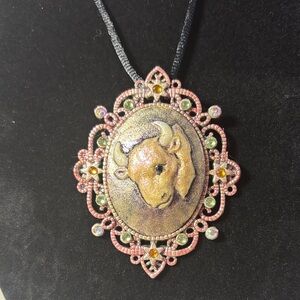 Elegant shimmering Golden Bull Pendant Necklace